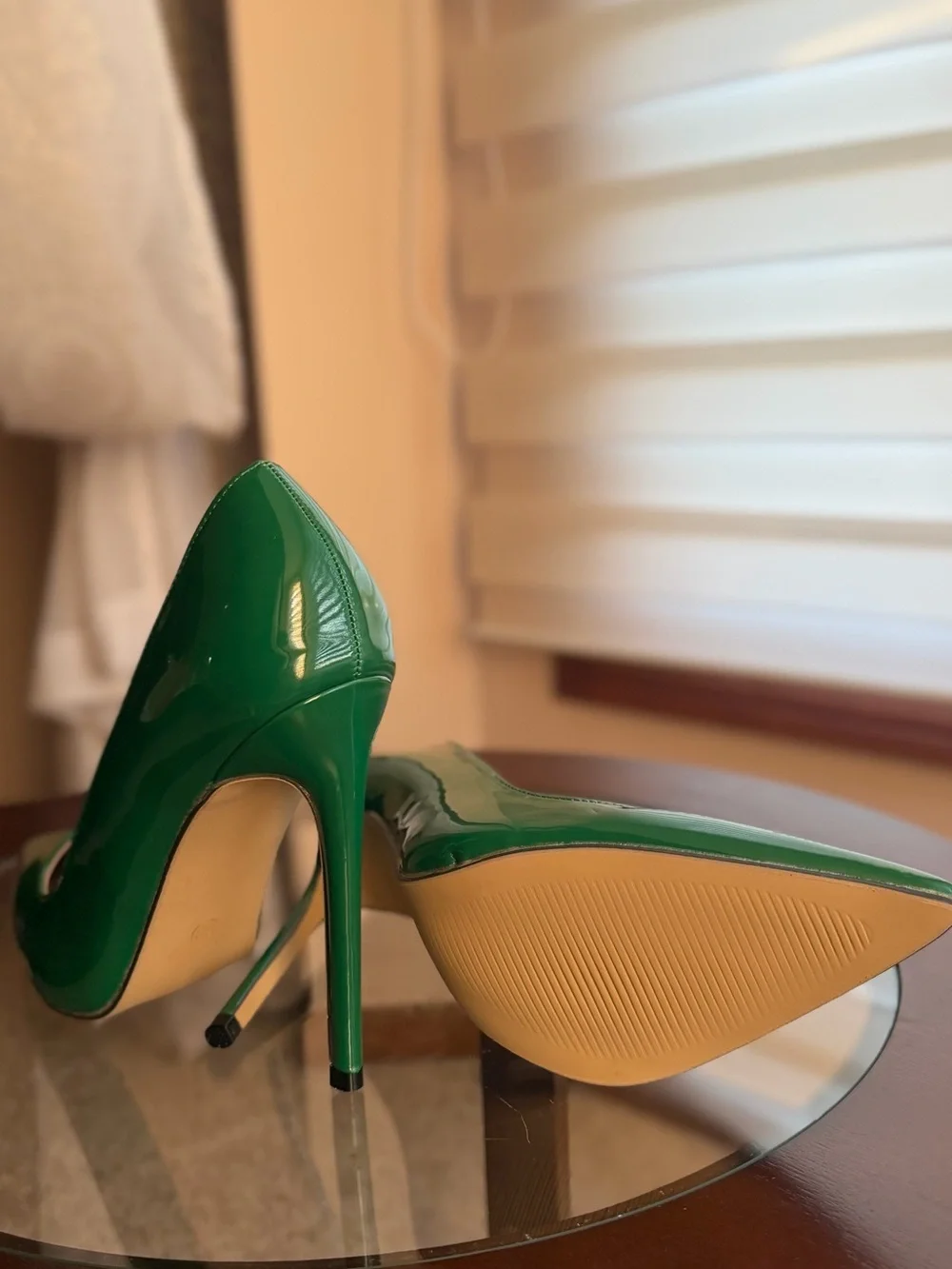 Women's Green Patent Pointed-Toe Stiletto Pumps